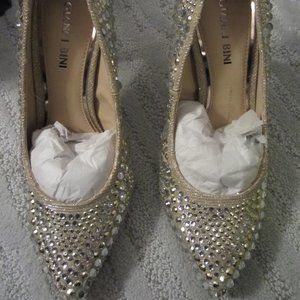 Gianni Bini Gold Jeweled Pumps
